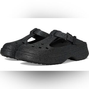CROCS Glittery Black Mules - Mary Jane